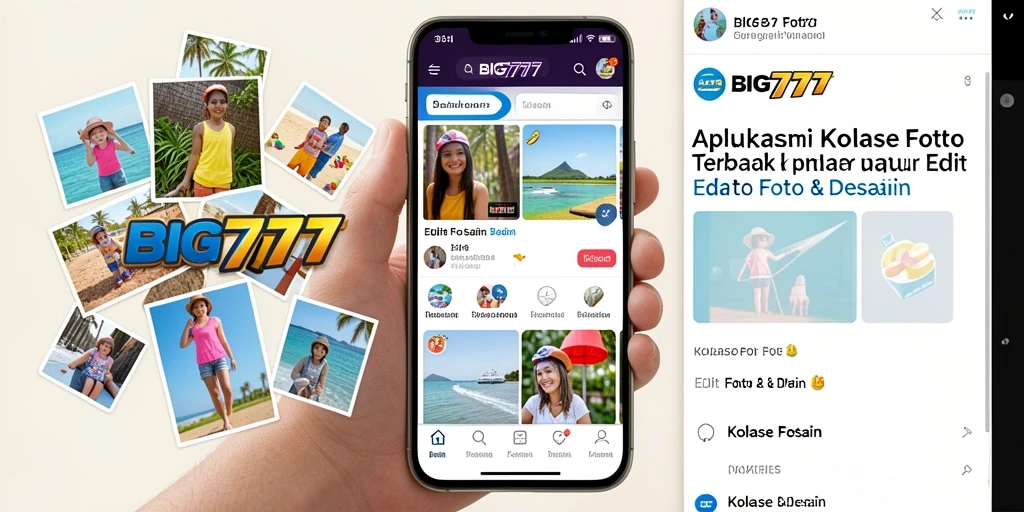 Antarmuka pengguna BIG777 yang menarik dan fungsional untuk kolase foto.