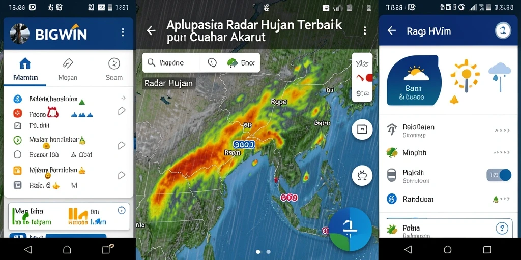 Tampilan antarmuka aplikasi BIGWIN menunjukkan radar hujan yang interaktif dan informatif.
