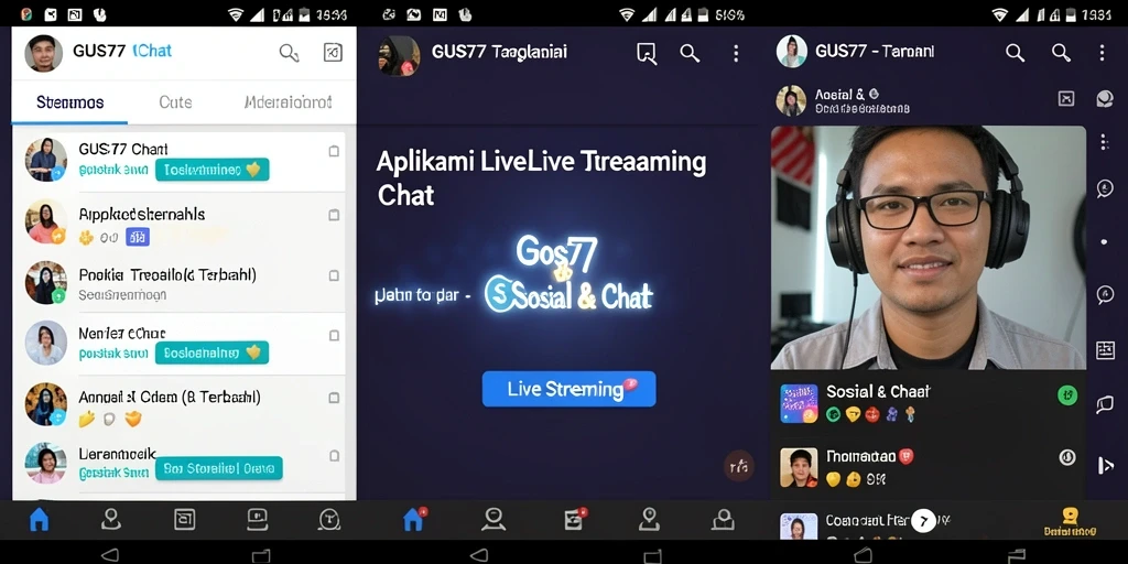 Antarmuka GUS77 menampilkan fungsi Live Streaming yang interaktif.