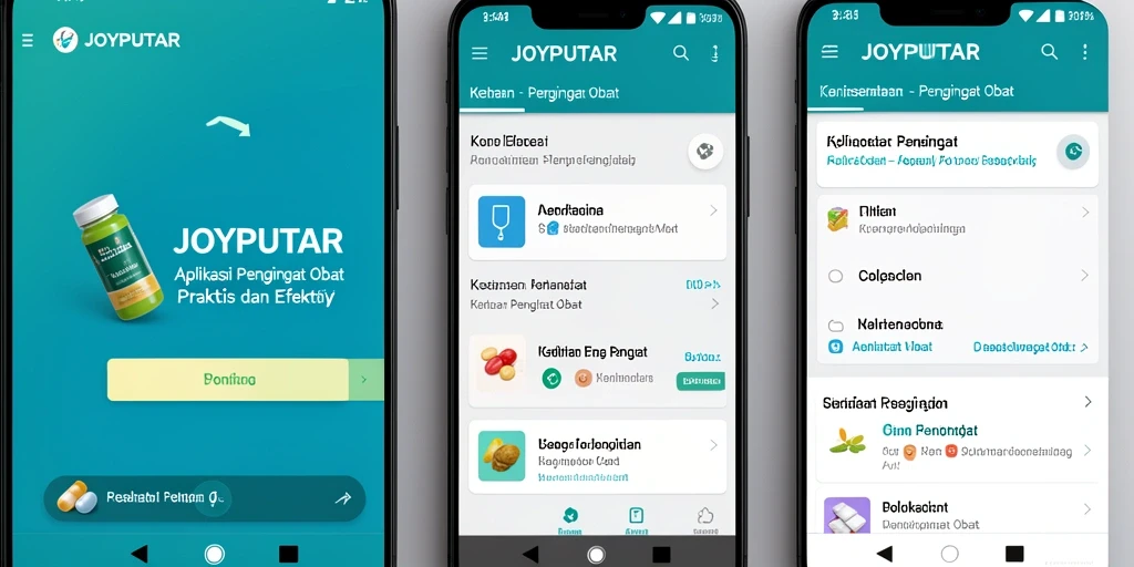 Screenshot antarmuka pengguna JOYPUTAR yang menunjukkan notifikasi pengingat obat.