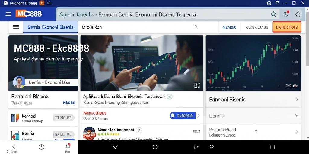 Screenshot antarmuka utama aplikasi MC888 yang menampilkan berita ekonomi terbaru.