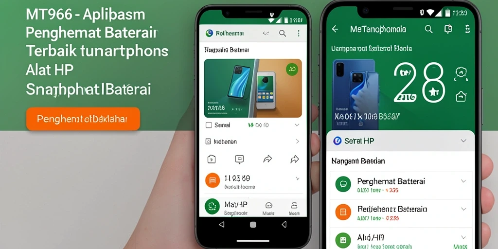 Tampilan antarmuka MT966 dengan fitur Penghemat Baterai yang efisien.